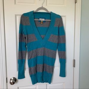 American Eagle Outfitters Striped Sweater Gray Blue Size M